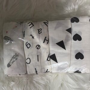 Set of Black and White Patterned Swaddle Blanket